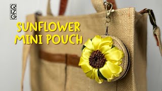 Sunflower Ribbon Embroidery Burlap Mini Round Hanging Pouch inspired by Fall Season DIY [upl. by Lenahc423]