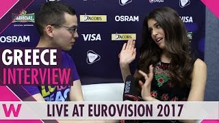 Demy Greece Interview  Eurovision 2017  wiwibloggs [upl. by Hullda]