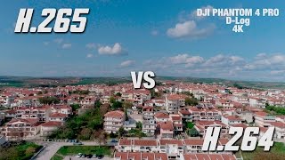 DJI PHANTOM 4 PRO  H265 vs H264 in DLog  comparison footage and banding problems [upl. by Cirala]