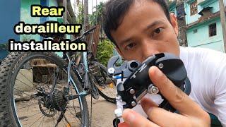 Rear derailleur installation Shimano gear installation Shimano TZ tourney shimano gearcycle [upl. by Ettenoitna]