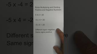 Rules for Multiplying and Dividing Positive and Negative Numbers math [upl. by Tohcnarf]