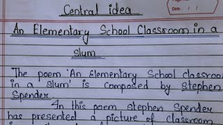 An elementary school classroom in a slum Central idea class 12important central ideacentral idea [upl. by Schalles]