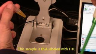 Nanodrop Spectrophotometer Labeled Protein analysis FITCBSA [upl. by Marilla]