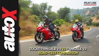 Ducati Panigale V4 vs Panigale V2  Road Test  Comparison  autoX [upl. by Lemhar]