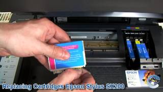 How to Change Ink Cartridges with a Epson Stylus SX200 [upl. by Mairhpe193]