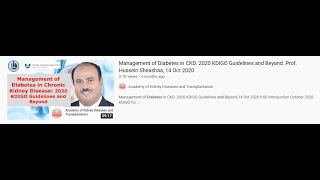 Management of DM in CKD 2022 KDIGO Guidelines and beyond  Prof Mohammed Kamal Nassar  18122022 [upl. by Rebmac]