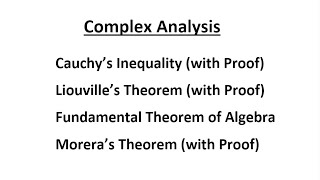 Lec 12  Cauchys Inequality Liouvilles Moreras Theorem Fundamental Theorem of Algebra  Tamil [upl. by Sidell]