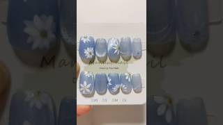 Beautiful flowers Aqua CatEye nail designnailart nailtutorial [upl. by Sura]