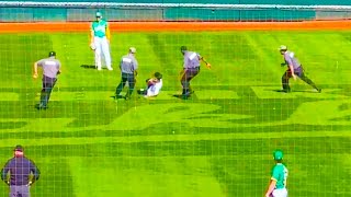 A fan on the field in the last inning at the Coliseum  Athletics vs Rangers Highlights [upl. by Meade126]