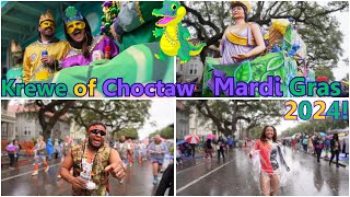 Krewe of Choctaw New Orleans Mardi Gras 2024 parade A Family Friendly Krewe💜💚💛 [upl. by Gunn]