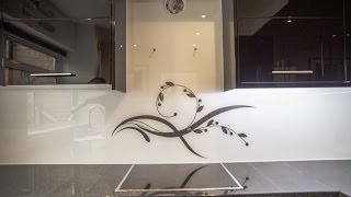 Kitchen Worktop amp Glass Splashback Installation  Before and After  CreoGlass Design [upl. by Yggam]