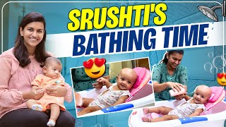 Srushtis Bath time  New born bathing tips  My experiences shared Sridevi Ashok  Sridevi amp Sitara [upl. by Odnamra]