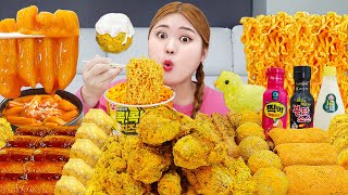 뿌링클 치킨스넥 치즈볼 먹방🍗 MUKBANG BHC BBURINKLE FRIED CHICKEN 떡볶이 치즈볼 EATING REAL SOUND  HIU 하이유 [upl. by Lundin50]