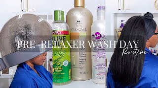 PreRelaxer Wash Day Routine  How I Prep My Hair For Relaxer Day  Relaxed Hair [upl. by Binni]