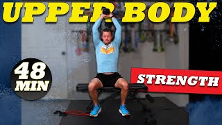 Effective 48 Min Upper Body Strength Workout  Abs Included  Dumbbells amp Bench used [upl. by Cram]