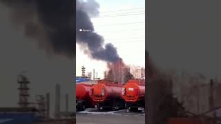 Ukrainian Drone Strike Damages Russian Oil Refineries Causes Fire  VOA News [upl. by Roslyn]