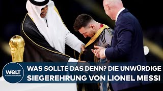 WM 2022 IN KATAR Was sollte das denn Die unwürdige Siegerehrung für Lionel Messi [upl. by Herring156]