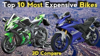 Top 10 Most Expensive Bikes Selling In India  3D Comparison [upl. by Nylodnarb]