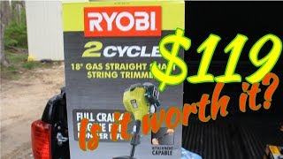 Ryobi 2 cycle Gas Weed Eater Unboxing and First Use [upl. by Nas455]