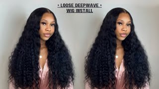 HOW TO Loose Deep Wave Closure Wig Install ft Wiggins Hair [upl. by Tessy138]