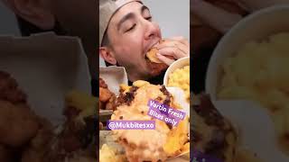 Vartin Fresh ASMR fried chicken burger Mac n cheese animals style fries Mukbang bites only shorts [upl. by Terti]