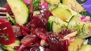 recette avec betterave rouge cuite  salade de betterave rouge concombre 137 [upl. by Asihtal]