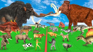 Giant Dinosaur vs Monster Lion Mammoth vs10 African Elephant Fight Cow Buffalo Saved By Gorilla [upl. by Bohlin]