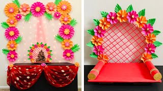 DIY Easy Eco friendly Ganesh Decoration Ideas  Backdrop Makhar Mandap making at home [upl. by Favin921]