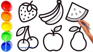 Drawing Fruits for Kids 🍏🍌🍒🍉🍐🍓  Fun and Easy StepbyStep Tutorial with Drawing Ideas [upl. by Pik]