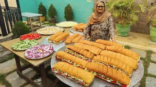 BIG SUBWAY SANDWICH MAKING 🥖🥖🥖 Paneer Tikka Sandwich Recipe  Street Food  Veg Village Food [upl. by Ttirb]