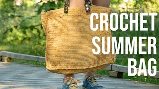 BEGINNER RAFFIA SUMMER BAG l CROCHET TUTORIAL [upl. by Evreh]