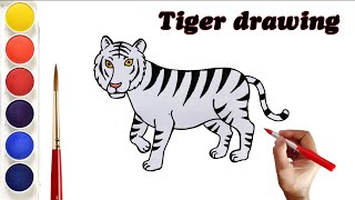 How To Draw A Tiger For Kids ❤️💙 Tiger drawing easy [upl. by Lupiv]