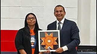 Artist Kae Maud presents Premier Wab Kinew with artwork [upl. by Rehpinej]