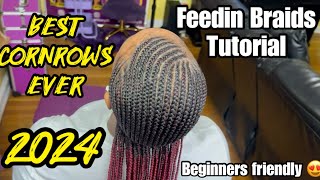 Feed in braids tutorial 2024  how to feed in braids beginners friendly  natural hairstyles [upl. by Delphina]