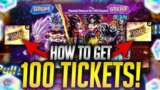 HOW TO GET 100 TICKETS FOR 3 LEGENDS LIMITED SUMMON GUARANTEED FESTIVAL 2023 Dragon Ball Legends [upl. by Ellon668]