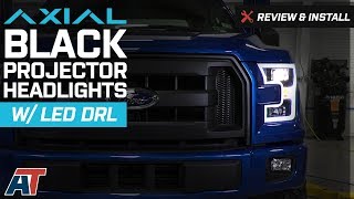 20152017 F150 Axial Black Projector Headlights w LED DRL Review amp Install [upl. by Annia]