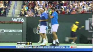 BNP Paribas Open 2011  Federer amp Wawrinka Vs Nadal amp Lopez [upl. by Nehgem]