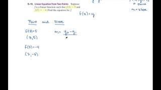 Writing the Equation of a Line using PointSlope Formula Example 2 [upl. by Natsyrk]