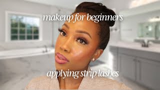 Makeup for Beginners How to apply strip lashes  Lash Tutorial [upl. by Corson]