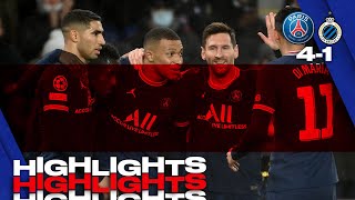 HIGHLIGHTS  PSG 4  1 Club Bruges  A brace for Kylian Mbappé amp Leo Messi ⚽️ [upl. by Tav]