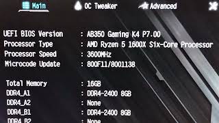 ASRock Fatal1ty AB350 Gaming K4 BIOS update [upl. by Yelmene]