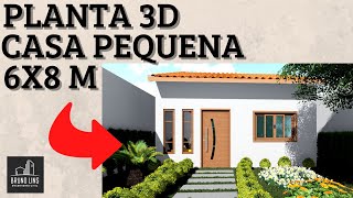 PLANTA DE CASA PEQUENA 6X8 METROS 02 QUARTOS [upl. by Treblig]