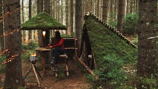 Building camp in the Woods DIY umbrella amp Outdoor cooking Area  Bushcraft skills [upl. by Ativahs]