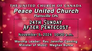 Peace United Church November 3 2024 [upl. by Audly]