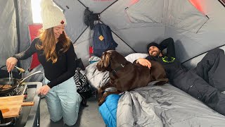 Winter Ice Camping With My GF in Extreme Winds 50 MPH [upl. by Keviv]