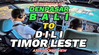 COCKPIT VIEW AIRBUS 320  FULL TAKEOFF LANDING WITH FULL PROCEDURE  BALI TO TIMOR LESTE [upl. by Skipper]