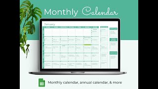 Monthly Calendar Google Sheets Template [upl. by Nsaj]