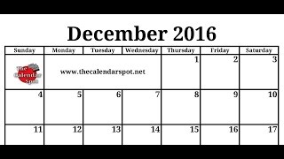 December 2016 Calendar [upl. by Norina]