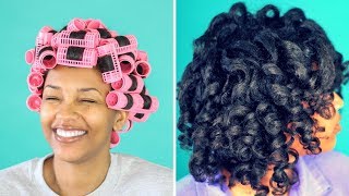 Sponge Roller Set On Natural Hair [upl. by Ardnoyek]