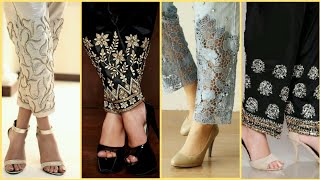 Classy and Sleek Embroidered TrousersCigarette Pants  Latest Trousers Designs [upl. by Roselani]